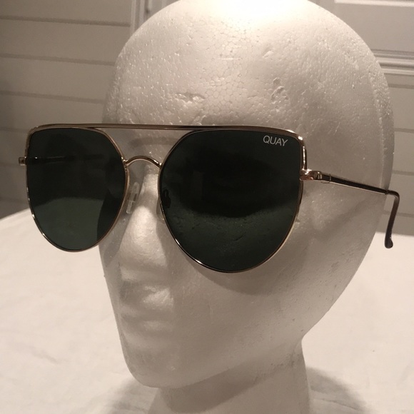 Quay “Santa Fe” Gold Metal Cat Eye/Aviator Style Frames Gray Lens - Picture 9 of 12